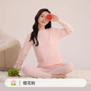 2025 Teenage Girls Pure Cotton Base Layer Underwear Set for Older Girls Solid Color Round Neck Homewear Pajamas Two-Piece Set