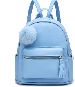 IHAYNER Backpack Purse Girls Teenagers Women Wallet  PU  Leather Pompom Backpack Shoulder Bag with Tassel Pendant   Beige   Cute
