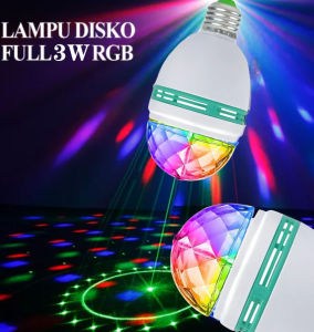 E27 3W DJ Disco Colorful Rotating LED Stage Lamp Double-sided cove Magic Crystal Ball Effect Light for Xmas Party Bar Light