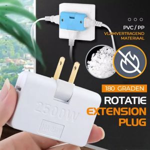 HW 3-way Rotatable Flat Pin Power Adapter Socket with Adjustable Plug 180° Rotating Wall Socket Converter