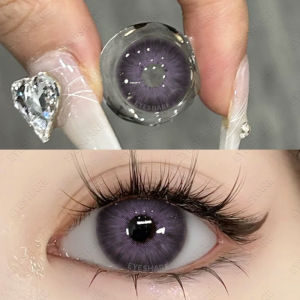 Eyeshare Softlens (Kotak Cermin Gratis) PRAGUE PURPLE GRAY 14.2MM Normal Lensa Kontak Warna Grey Soflen Mata
