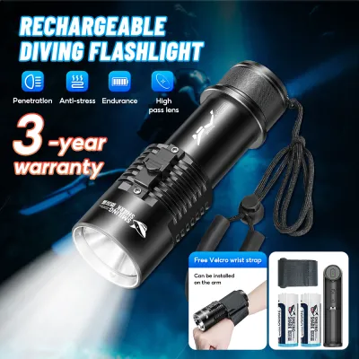 SmilingShark 10000MAH 5000LM Diving Flashlight IPX8 Waterproof Flashlight Underwater Light USB Rechargeable Flashlight LED Torches