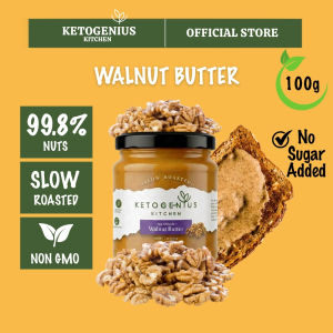 Ketogenius Kitchen Pure Walnut Butter Smooth (100g) Mentega Walnut - Unsweetened Zero Sugar Added Diabetic friendly Keto Low Carb Natural Vegan No Added Oil Tanpa Gula
