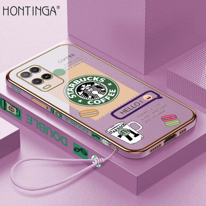 Hontinga Casing Case For OPPO A54 2021 2020 Case Starbucks Label