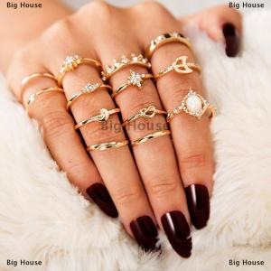 [COD] Big House 13ชิ้น/เซ็ต Women STACK Ring เหนือ Knuckle Rings rtro การออกแบบเครื่องประดับที่เรียบง่าย