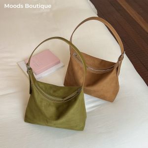 MOODS Túi Hobo Đeo Vai Dưới Cánh Tay Da Lộn Thuần Chay Mềm Mại Cho Nữ Túi Xách Sức Chứa Lớn Nhiều Màu Tùy Chọn 2026 Túi Nữ Mới Nhất2026