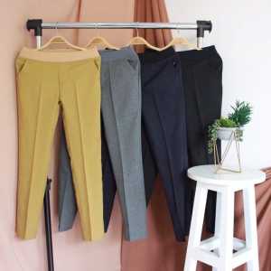 Celana Kerja Wanita Pinggang Karet & Bahan Kerja