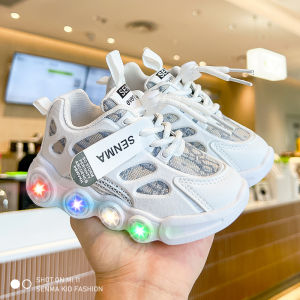 【On Hand】 LED Shoes For Kids Girls White Shoes With Lights Rubber Shoes Baby Shoes 1 To 5 Years Old