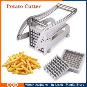 Stainless Steel Potato Cutter French Fry Cutter Household French Fries Potato Slicer with 2 Blades for Potatoes Carrots Cucumbers