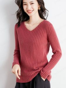 bungee Bottom Knit Sweater Women Sweater Pit Stripe Top Slim Round Neck Sweater