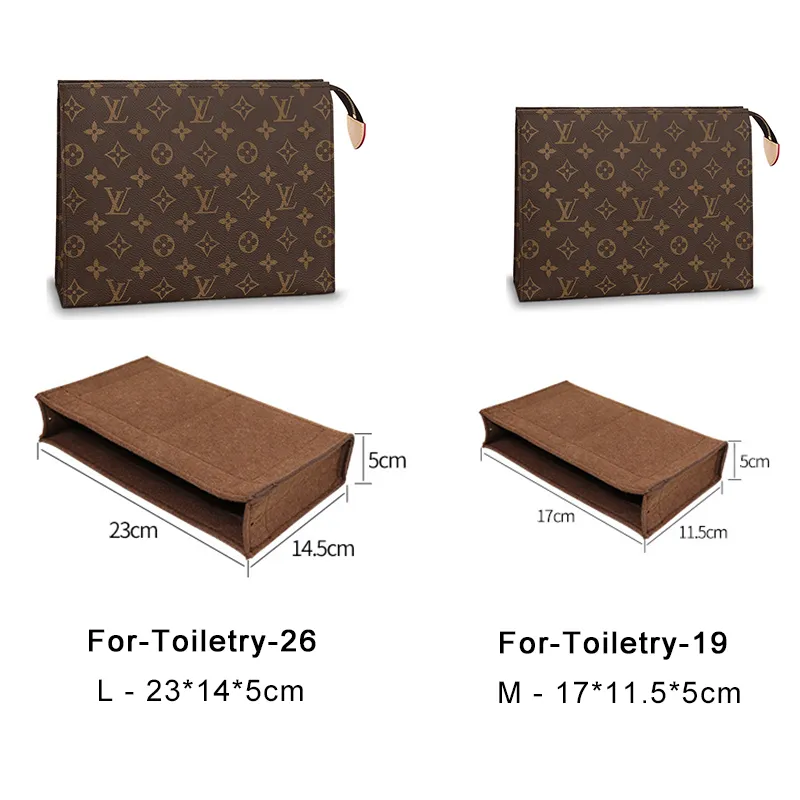 For LV Toiletry Pouch 19 26 Bag Felt Insert Organizer Travel
