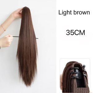 Straight hair clip ponytail wig female net celebrity braid natural high ponytail simulation hair short ponytail medium and long hair fake ponytail