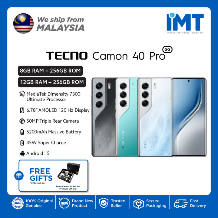 Tecno Camon 40 Pro 5G Smartphone | MediaTek Dimensity 7300 Ultimate | 6.78" AMOLED Display | IP68/69