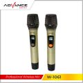 Mic Wireless Profesional ADVANCE W1061 advance Dual Microphone + amplifier mic karaoke duet. 