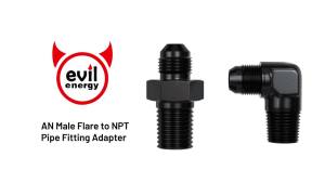 6AN Male Flare to 3/8" NPT Fitting Adapter Aluminum Straight Black 2PCS