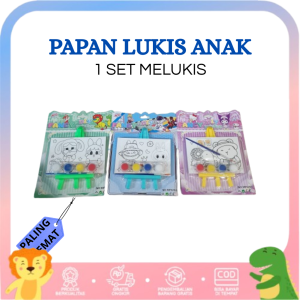 Mainan edukasi Papan lukis set melukis anak dengan stand EASEL mewarnai cat air