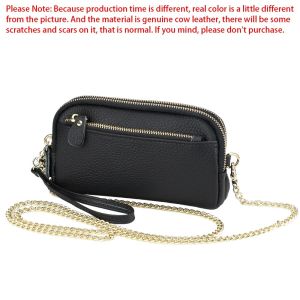 Smart King Clutch Wallet Purse for Women Genuine Cow Leather Large Capacity Zipper Wallets Fashion Chain Crossbody Bag 1571