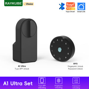 New RAYKUBE A1 Ultra Tuya BLE Intelligent Electronic Door Lock Fingerprint Keypad FPT1 Unlock No-dig Installation for Smart Home