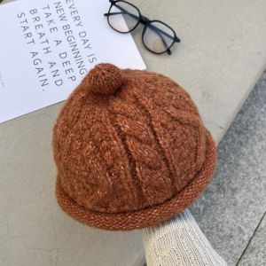 MARBLEX Autumn Winter Beanie Hat Warm Turned-up Brim Knitted Hat Fashion Thickened Melon-shaped Hat for Women