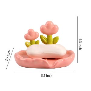 Lovely Flower Soap Holder with Draining Light Luxury Non-slip Soap Box for Home Hotel Bathroom