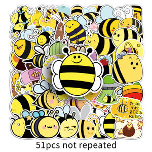 51pcs Cute Cartoon Animal Bee Sticker Waterproof Decorative Luggage Laptop Water Bottle