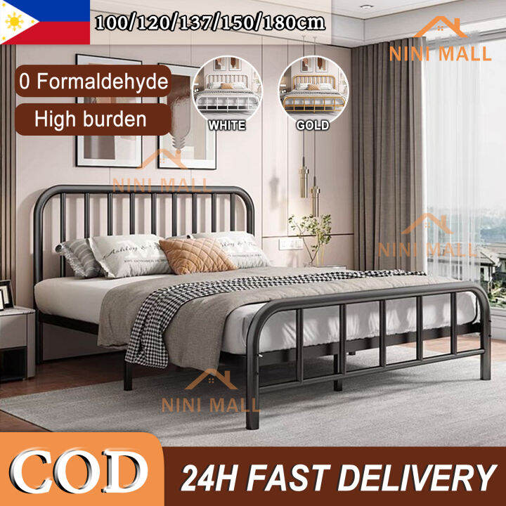 Metal Bed Frame Iron Frame Bed Single/Double/Queen Bed High Load ...