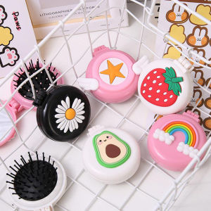 Cermin sisir bulat motif lucu cermin lipat bulat travel size kaca rias mini souvenir pernikahan