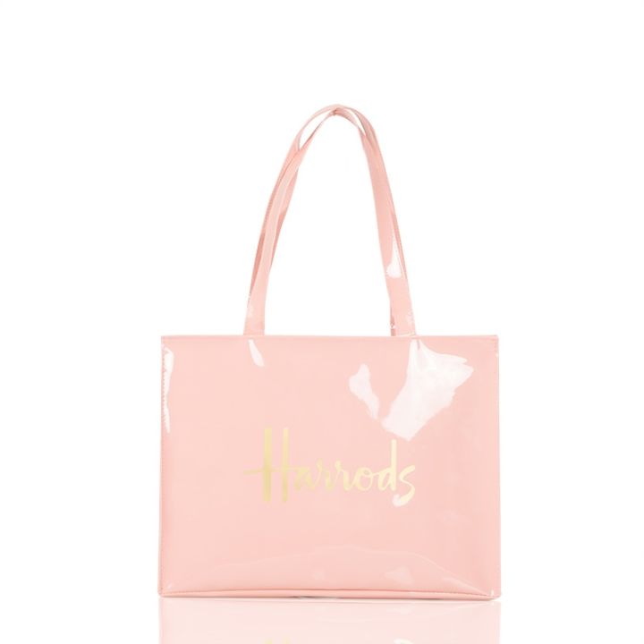 Britain Harrods Fresh Trend Pink Shoulder Bag Handbag Waterproof Tote Bag Large Capacity Lunch Bag Organizer Shopping Bag