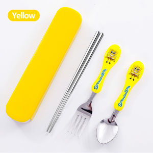 LAKOE 3in1 Sendok Garpu Sumpit Anak Set Alat Makan Anak Stainless Karakter Lucu