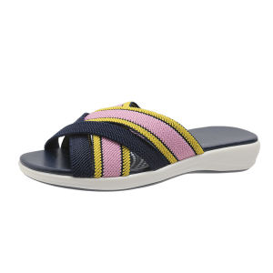 [Free Shipping] Plus-Size Wedge Sandals New Summer Style Round Toe Color-Block Design Crisscross Straps Fashionable Couple Sandals