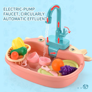 Electric Kitchen Cow Sink Dishwasher Basin Pretend Play Set Children Kids Toy Gift Wash Clean Dishes| Mainan Dapur Kanak