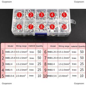 [COD] Cozyroom 320Pcs Box 10 In 1 Terminals Non-Insulated Ring Fork U-type Brass Terminals kit