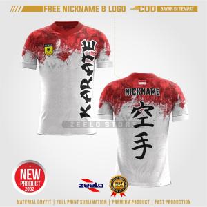 Jersey Karate redblack Customizable dengan Dry Fit dan Nama Logo - Putih/Hitam