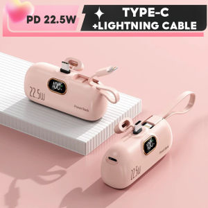 【1 DAY SHIP】 22.5W Fast Charging Power Bank 5000mAh Portable Charger Mini Powerbank With Cable