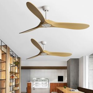 CHNT Modern Ceiling Fan 60" Indoor Outdoor Ceiling Fan With Wood Ceiling Fan Blades Dc Motor Ceiling Fan For Restaurant Living Room Bedroom Invert Ceiling Fan