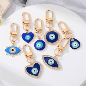 CRNGW Cartoon Jewelry Gift Classical Key Ring Holder Phone Charm Collection DIY Trinkets Car Accessories Ornaments Evil Eye Keychain Car Keyring Blue Eye Key Chain Hamsa Hand Keyring