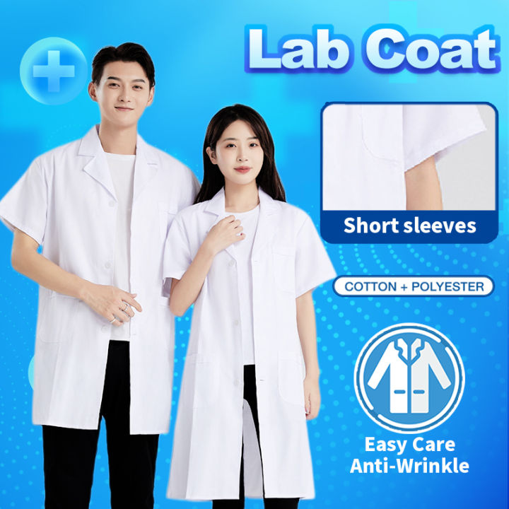 Unisex Lab Gown For Laboratory Short Sleeve Doctors Coat Lab Gown For
