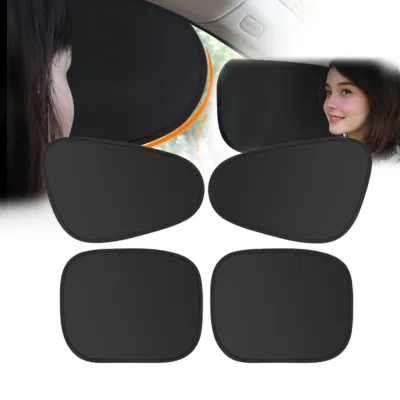 P-CUTE 2/4PCS Static Cling Car Window Shade Anti-Glare 4-Layer Car Sunshade Cover Durable Folds Small Self-priming Privacy Curtain For Car