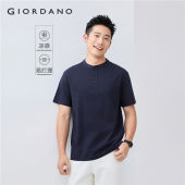 Giordano Online Exclusive Mens Cool Touch Henley Collar Short Sleeve Tee 18025002