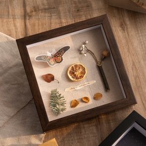 PURETEN Depth 3cm 3D Picture Frames Wooden Handmade Home Decor Holder Specimen Display Display Box Rack for Artificial flowers
