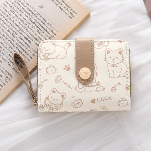 Korean Leather Women Short Wallet Cute Students Card Holder Coin Purse Leather Wallets For Woman
