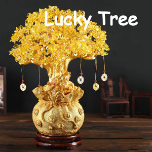 Crystal Lucky Tree Wealth Natural Tree Bonsai Ornaments Money Tree Yellow Crystal Feng Shui Craft Citrine