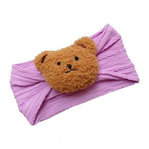 Trẻ em băng đô tua-ban gấu phim hoạt hình xoắn hairband màu trơn Mũ Nón mềm mại và co giãn Phụ kiện tóc cho bé gái