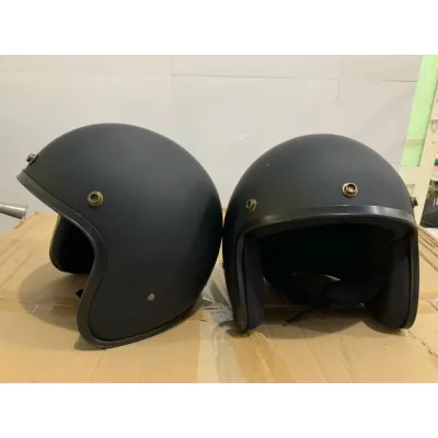 Mũ bảo hiểm 3/4 retro đen nhám size dưới 58cm – Form tròn thời trang đi phượt đi phố siêu ngầu