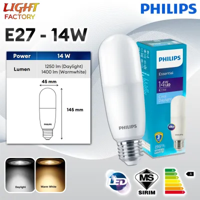PHILIPS Essential 6.5W 9W 11W 14W E27 Holder LED Stick Bulb Philips Energy Saving No UV LED Bulb