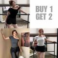 Asymmetrical double lined top Buy 1 Take 2 Free(Total of 3pcs)  Half-Off Shoulder Basic Solid Top Womenswear. 