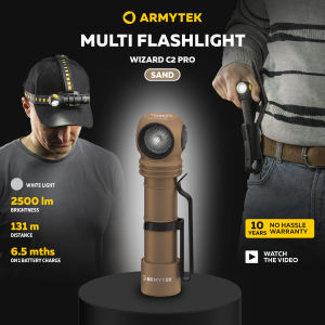 Armytek Wizard C2 Pro Magnet USB Sand (White Light) 2500 Lm LED Headlamp with 1x18650 Battery