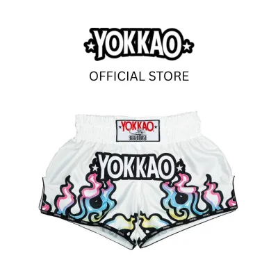 YOKKAO Flames XS-2XL กางเกงมวยผ้าซาติน เอวยางยืด ใส่สบาย กางเกงมวยไทยสำหรับซ้อมและแข่งขัน