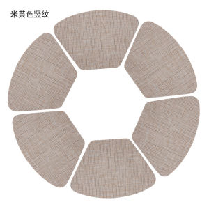 Round Placemat for Dining Heat Insulation Stain Resistant Non-Slip Waterproof Washable Wipe Clean PU Fan Shape Wedge Kit