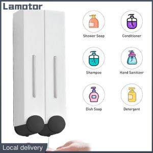 [Vktech] Shower Soap Dispenser No Drill Wall-Mounted Bathroom Soap Holder with Transparent Container for Easy Refill